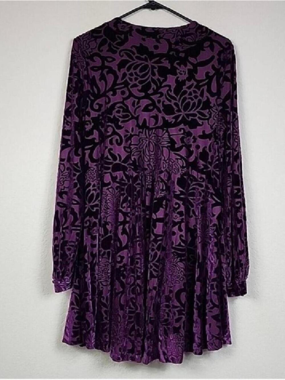 Free People Velour Velvet Damask Jacquard Brocade Dress - Picture 2 of 5